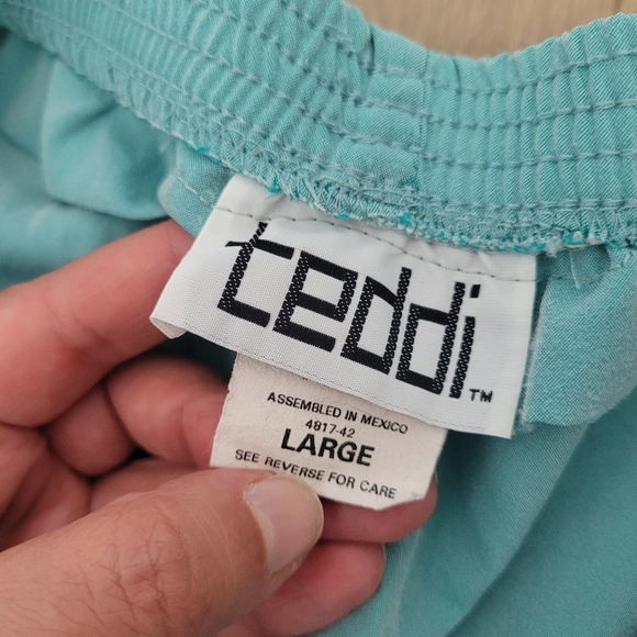 Vintage 80's green and white 2 piece summer outfit size large - Picture 10 of 12